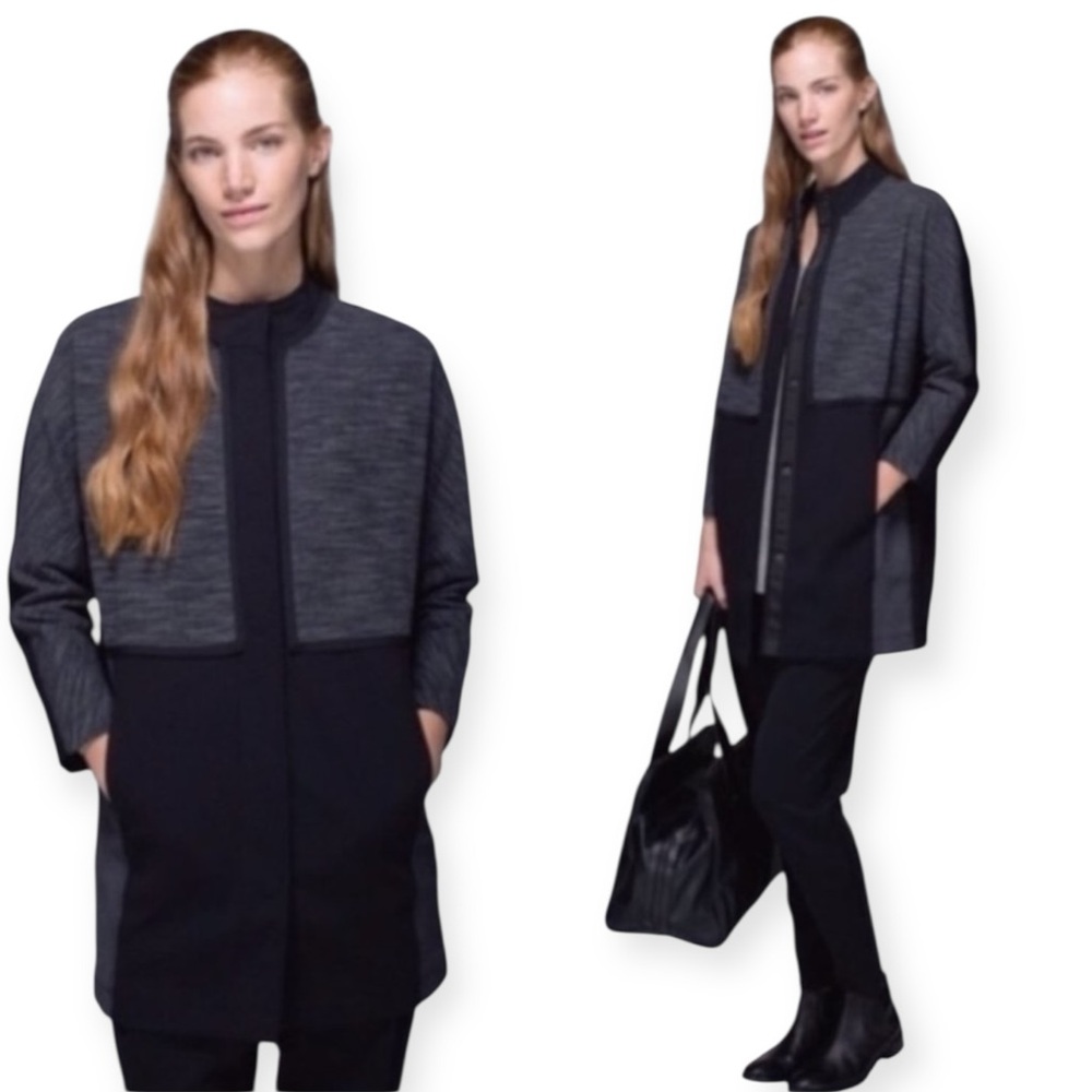 LULULEMON XS SHINE DOT BLACK DIAMOND JACQUARD SPACE DYE BLACK COCOON CAR COAT - Picture 6 of 14